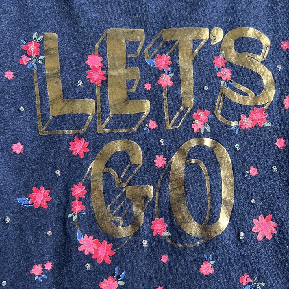 Girls Osh Kosh long sleeve blue shirt size 10 “Let’s go” - Picture 2 of 5